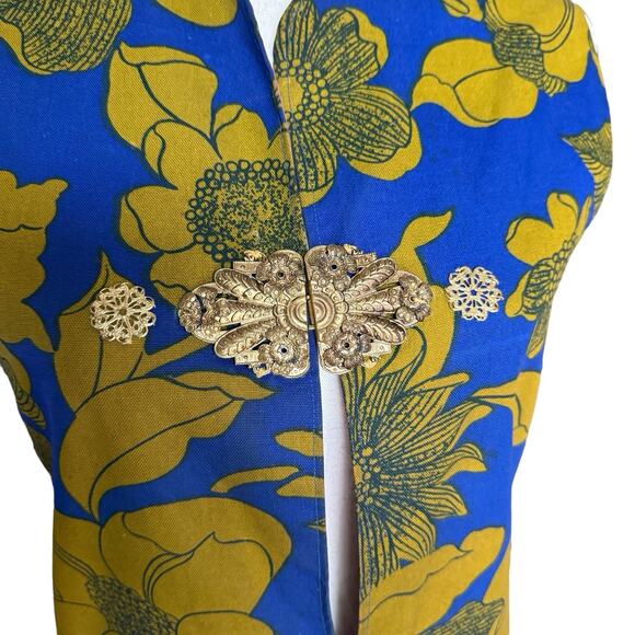Diego New York Vintage Brocade Vest Floral Gold Closure Size S/M - Picture 6 of 13